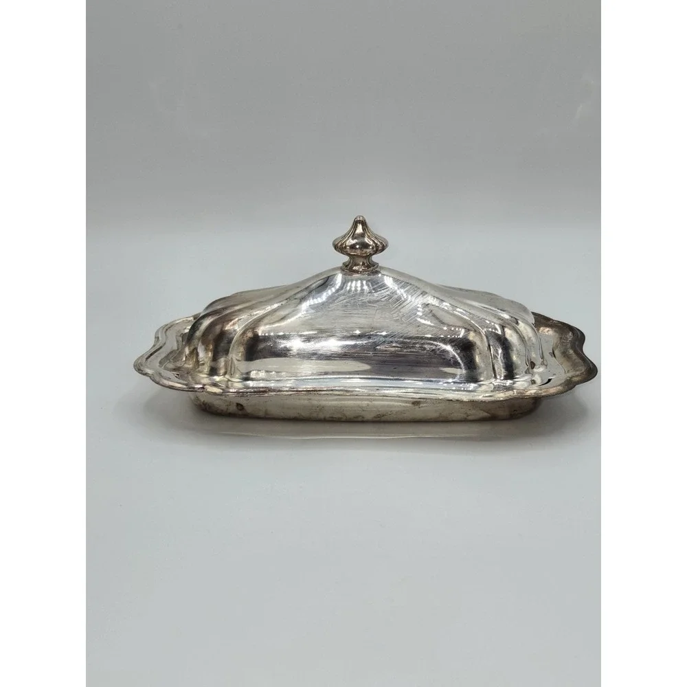 Gorham Heritage Silverplate Butter Dish With Lid and Glass Insert 7.5